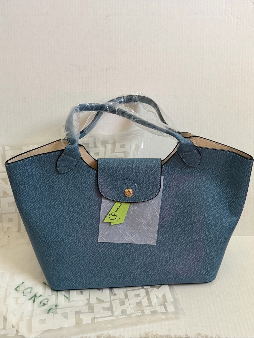 Longchamp Blue Pebbled Leather Top-Handle Tote